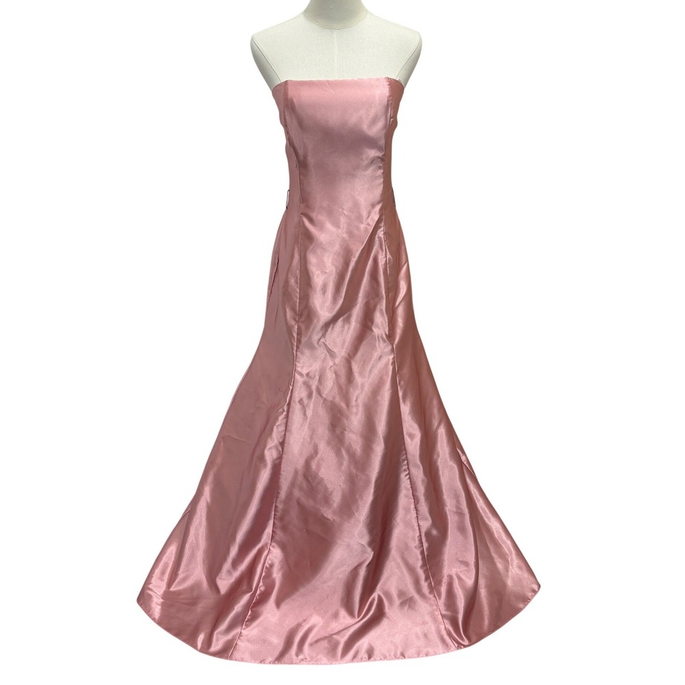 VTG Y2K Jessica McClintock Gunne Sax Pink Satin Strapless Ball Gown Prom Bride 6